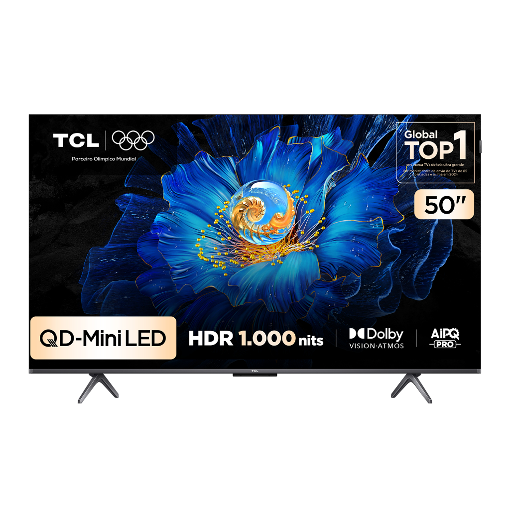Smart TV TCL 50 Polegadas QLED Mini LED 4K C6KS WiFi Bluetooth Google TV HDR10+ Dolby Atmos 50C6KS