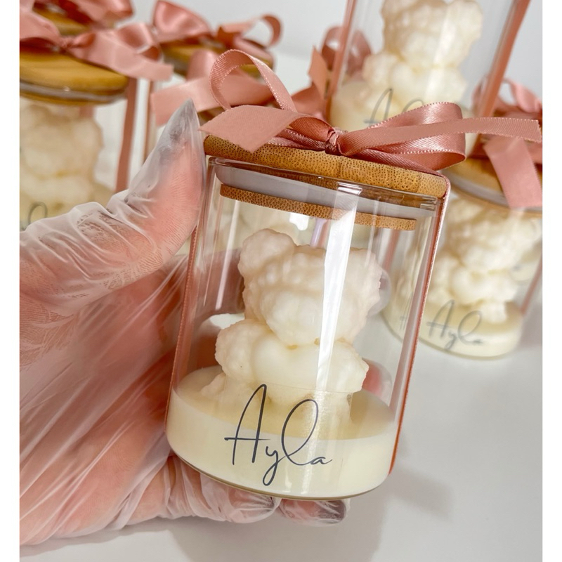 Vela Aromática Urso no Vidro | Lembrancinha para Chá de Bebê, Batizado e Aniversário