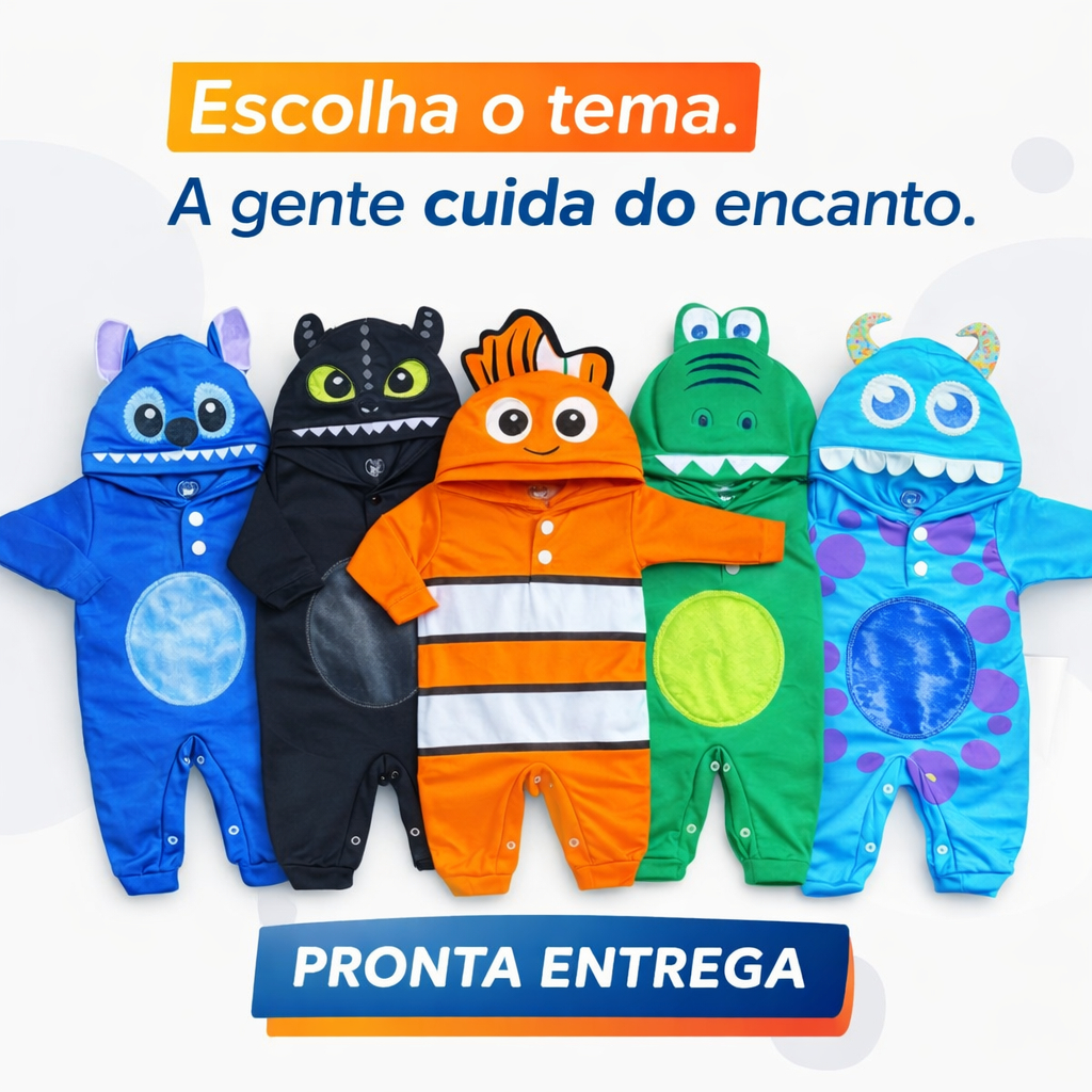 Macacão De Bebê Tematicos Personagens Fantasias Menino Menina Maternidade em Oferta na Shopee