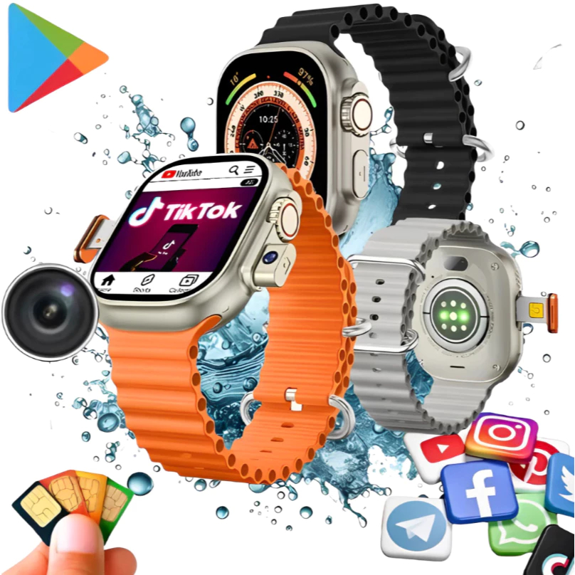 Relógio Smartwatch 5G+ Microwear Ultra 3AI Chip Câmera 16/2GB +7 Pulseiras Película+Case de Proteção em Oferta na Shopee