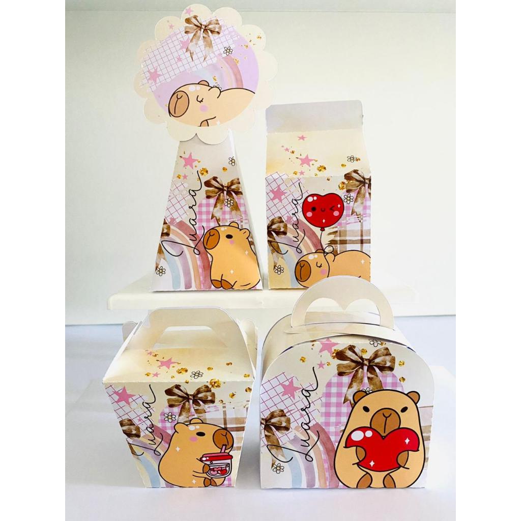 Kit Caixas Personalizados Capivara - Lembrancinha Capivara - Caixinhas Aniversário Capivara - Lembrancinha Simples
