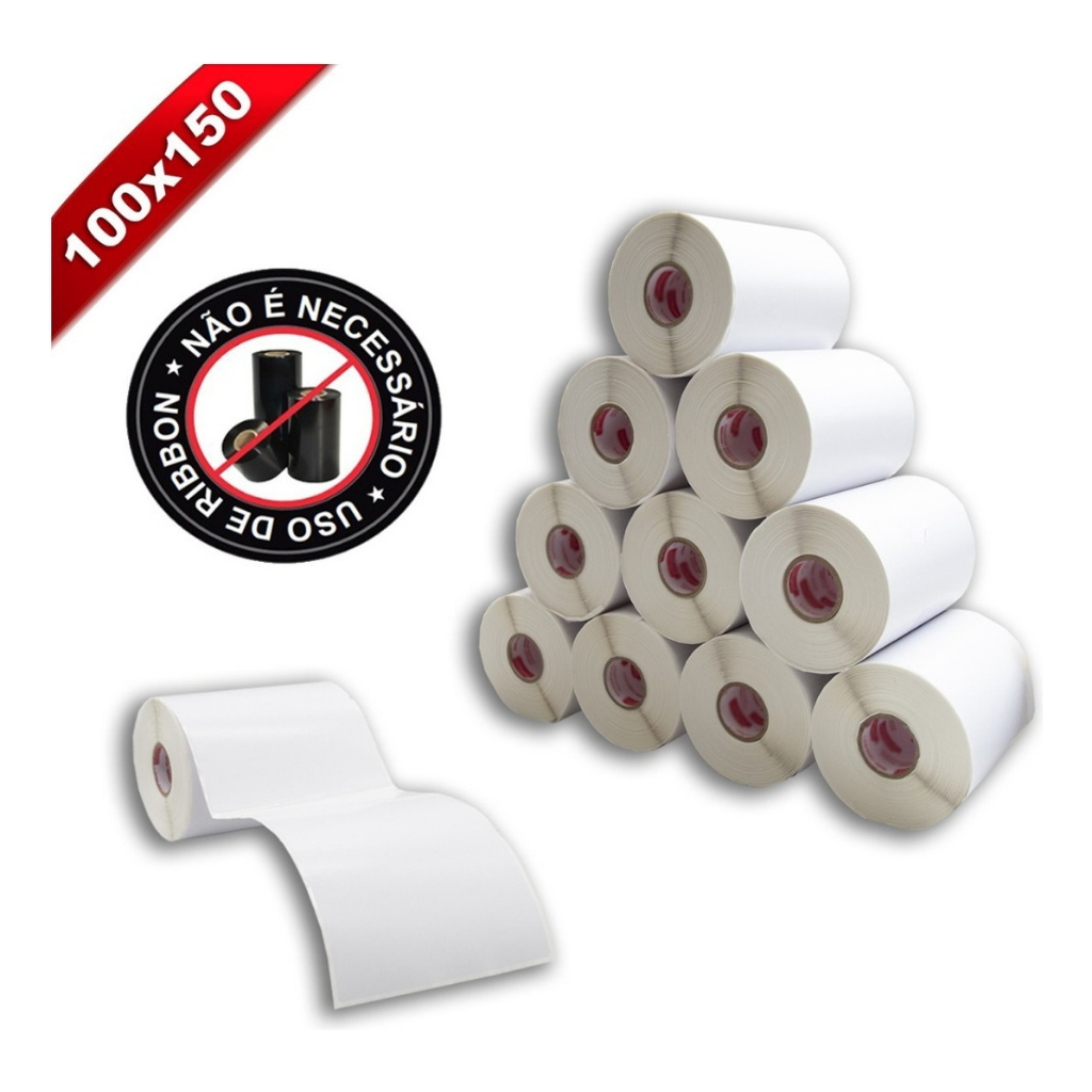 20 Rolos Etiqueta 10x15 100x150 Térmica Adesiva Serrilha Não Usa Ribbon Para E-Commerce