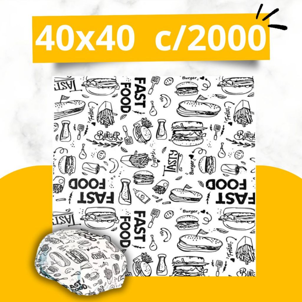Papel Acoplado para Lanches E Frios 40x40cm C/2000 unidades - com película plástica em Oferta na Shopee
