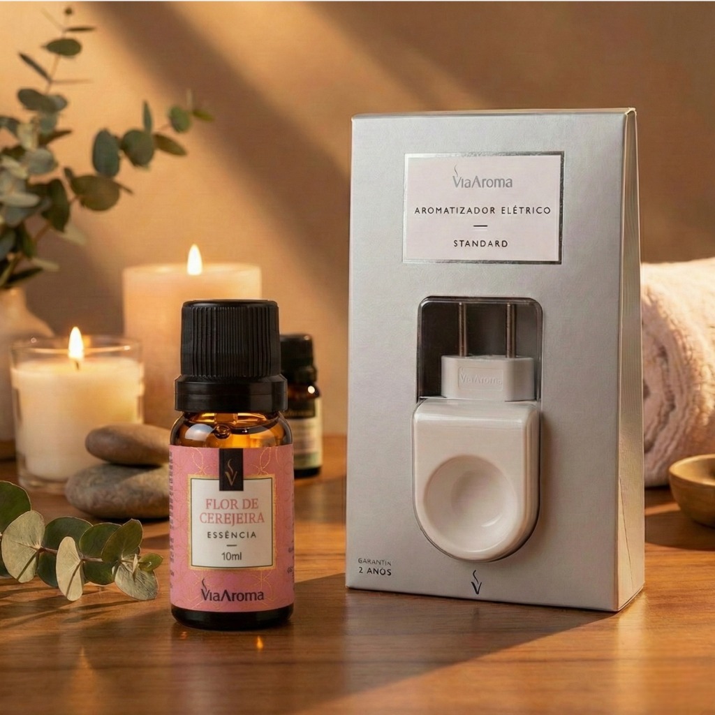 Difusor + Aromas Aromatizador Standard e Essência Via Aroma Bivolt ENVIO IMEDITO
