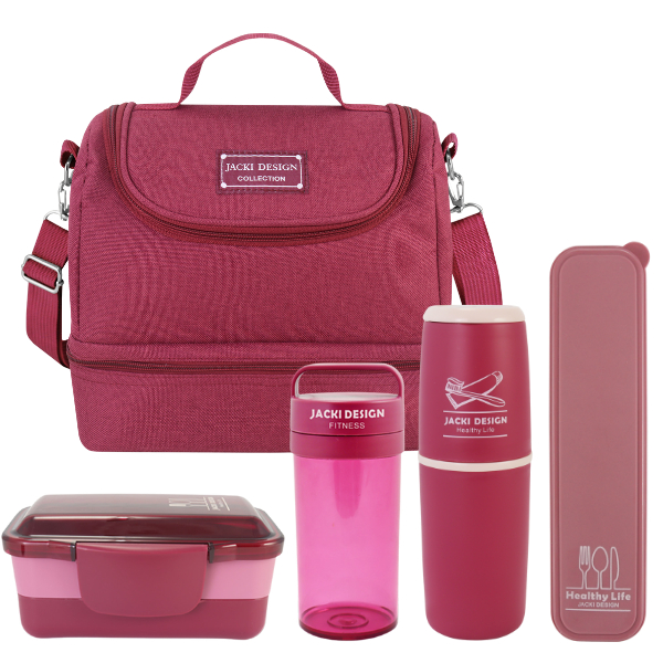 Kit de Bolsa Térmica c/ 2 Compartimentos, Copo e Marmita, Porta Talher e Porta Escova em Oferta na Shopee