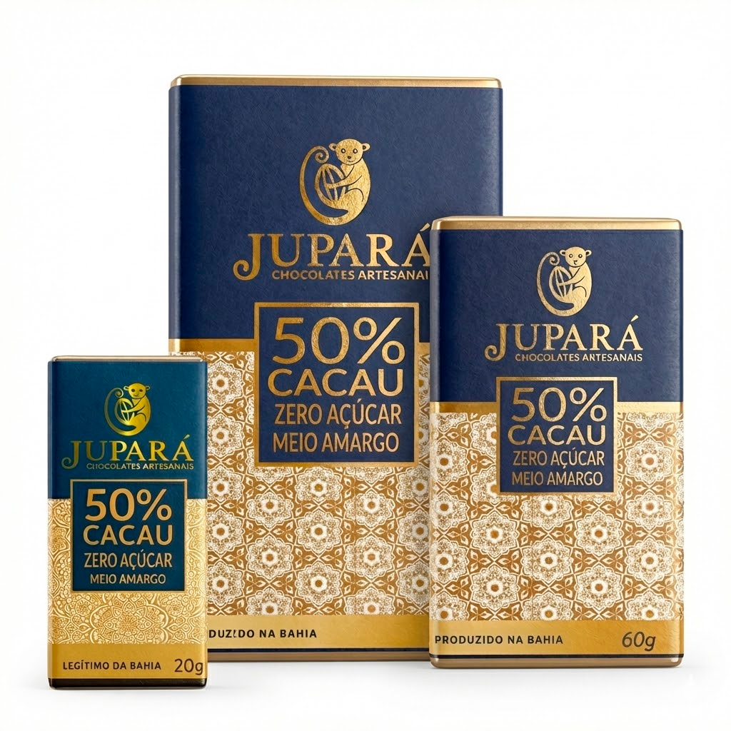 Barra de Chocolate Artesanal Meio-amargo Jupará Diet 50% Cacau Zero Açúcar Sem Glúten - 20g, 60g e 80g em Oferta na Shopee
