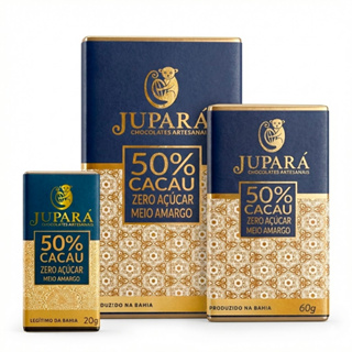 Barra de Chocolate Artesanal Meio-amargo Jupará Diet 50% Cacau Zero Açúcar Sem Glúten - 20g, 60g e 80g em Oferta na Shopee