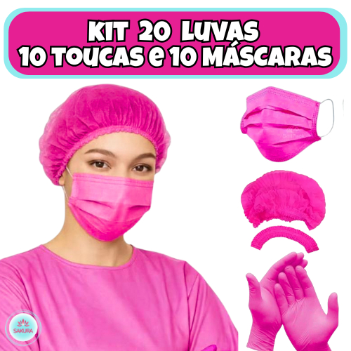Kit Profissional Descartáveis – 20 Luvas + 10 Toucas TNT + 10 Máscaras