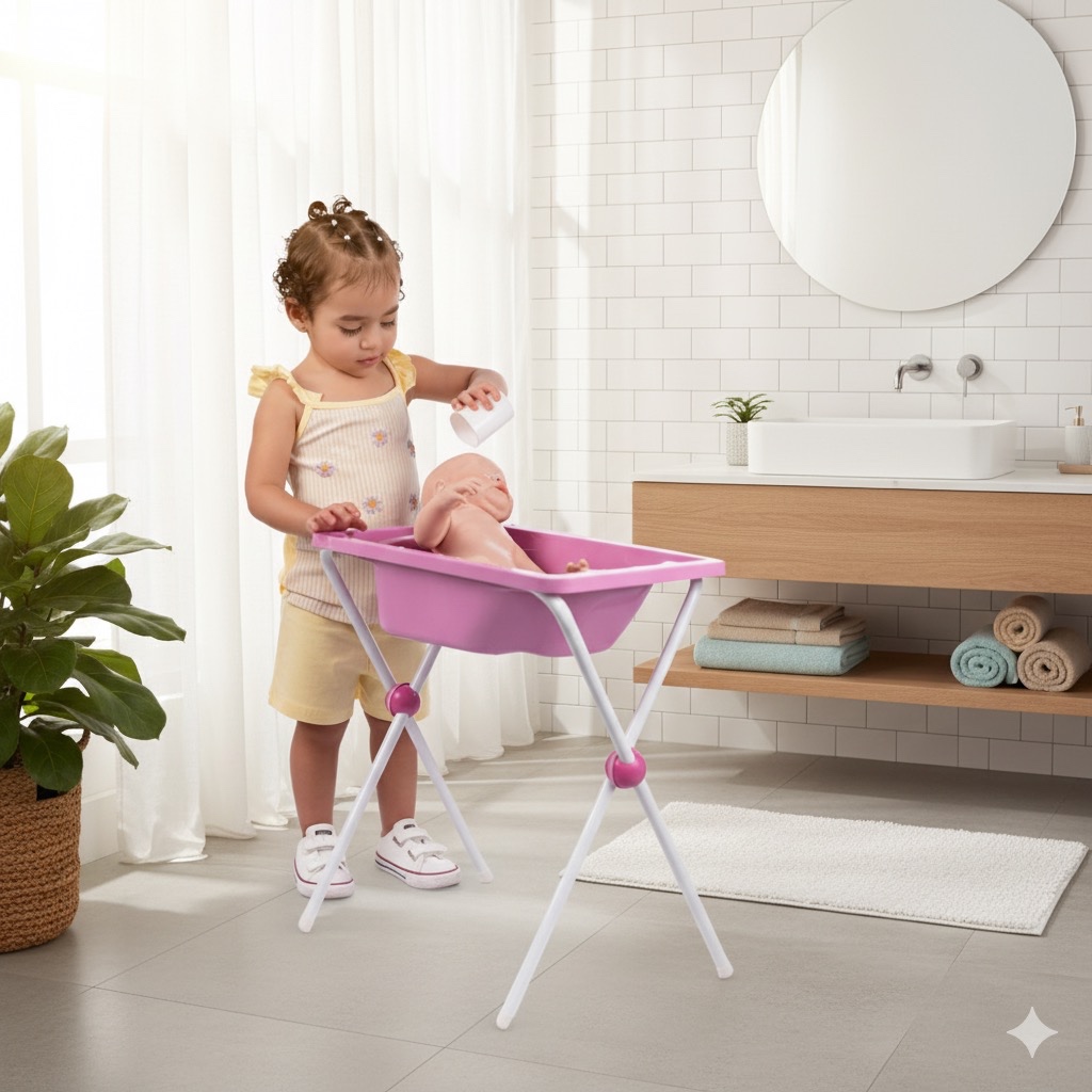 Banheira De Brinquedo Infantil Com Suporte Para Boneca em Oferta na Shopee