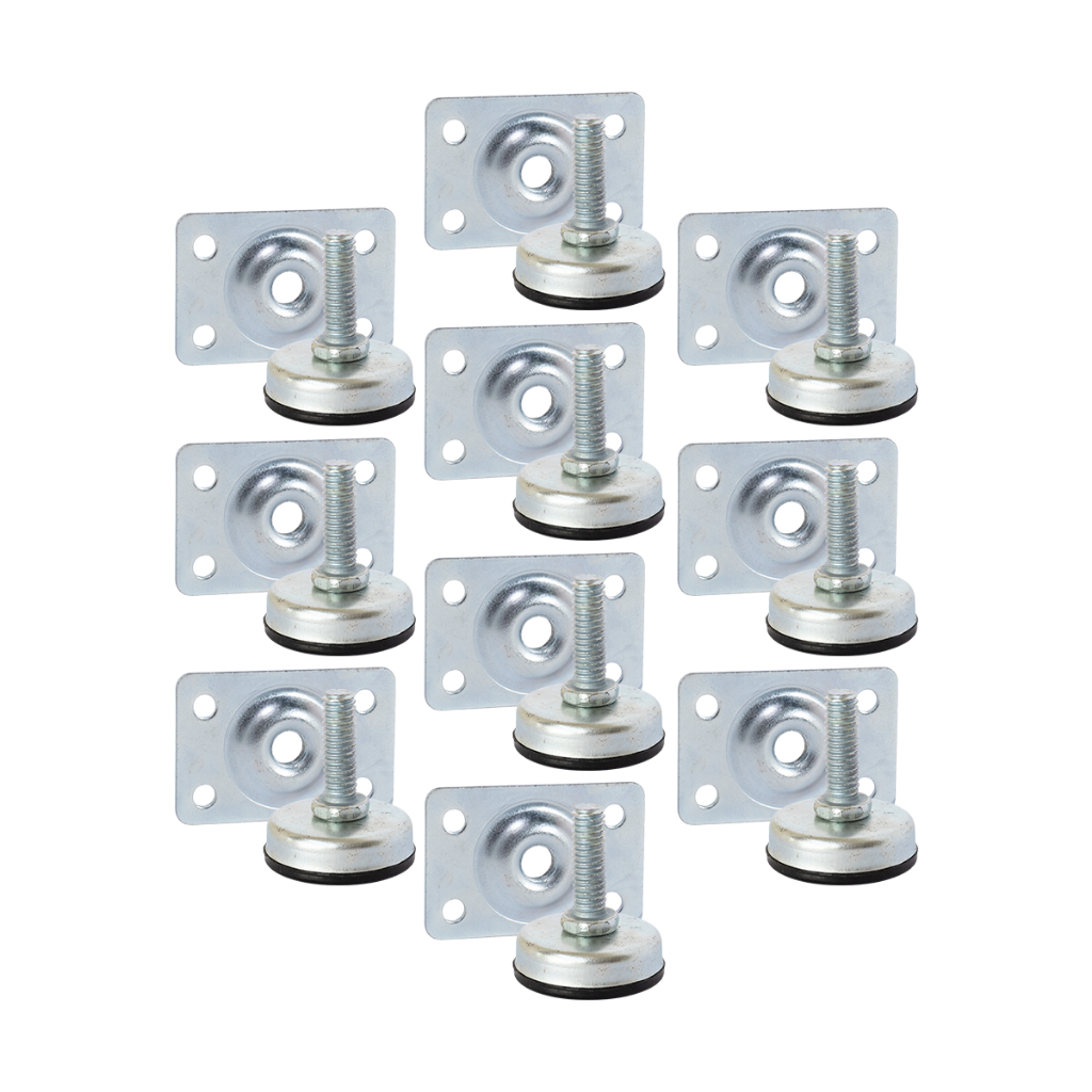 12 Peças - Pé Nivelador Regulável Móveis 5/16 C/ Placa 30x45mm