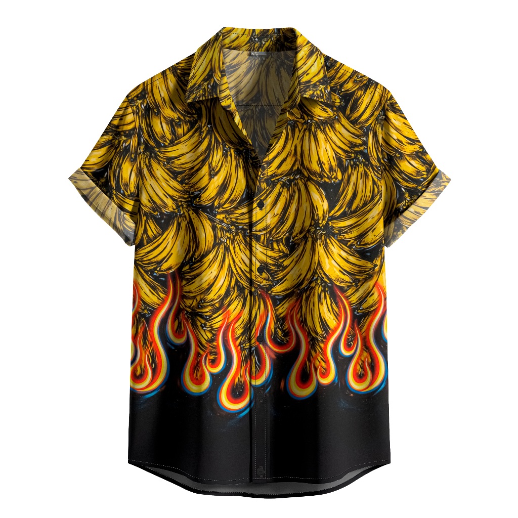 Camisa De Botão Banana Flame Estampa Tropical Ousada [Ref-412] em Oferta na Shopee