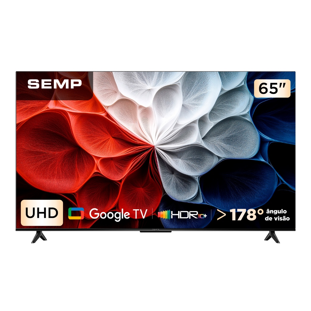 Smart TV Semp 65 Polegadas LED HVA 4K S62 WiFi Bluetooth Google TV 3 HDMI HDR10+ Dolby Audio 65S62 em Oferta na Shopee