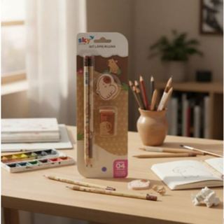 Kit Escolar Capivara Dinossauro 2 Lapis 1 Apontador 1 Borracha Sky Paper CP1206 em Oferta na Shopee