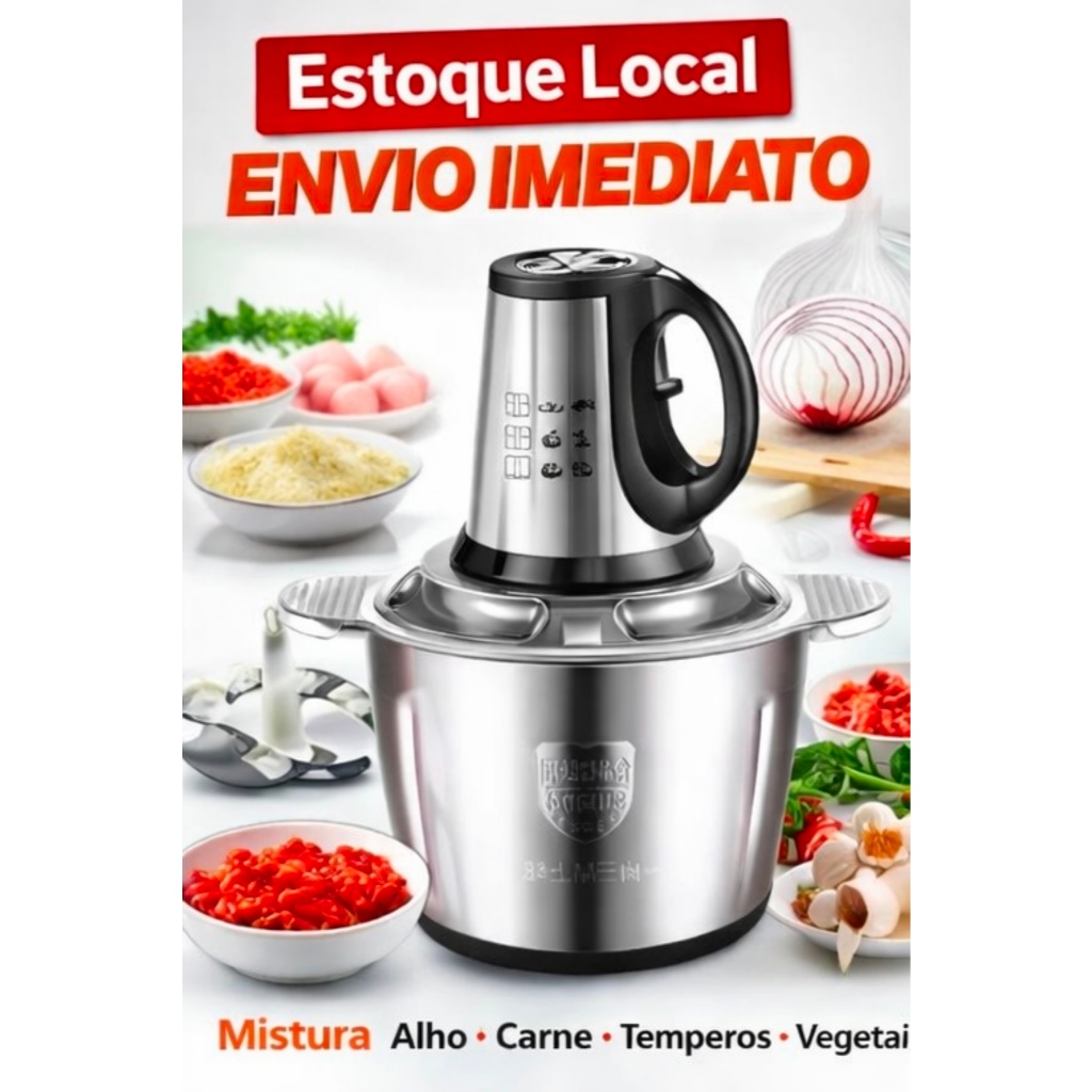 Imagem 3L Picador De Alimentos Moedor De Carne Mixer Elétrica Processador Cozinha Casa Alho - 110v-220v