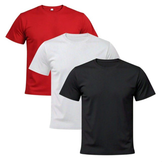 Kit 3 Camisetas Masculina 100% Algodão Básica Lisa em Oferta na Shopee