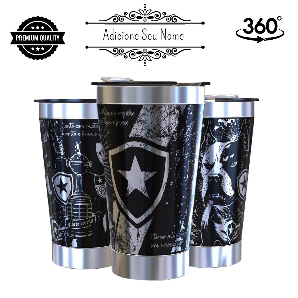 Copo Térmico Botafogo Personalizado a laser 360 Graus 473ML Mantém Quente ou Gelado + Nome em Oferta na Shopee