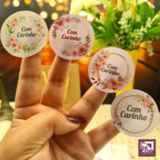 Kit 120 Adesivos Com Carinho 4x4cm Etiqueta de Agradecimento para Embalagens Lembrancinhas Presentes em Oferta na Shopee