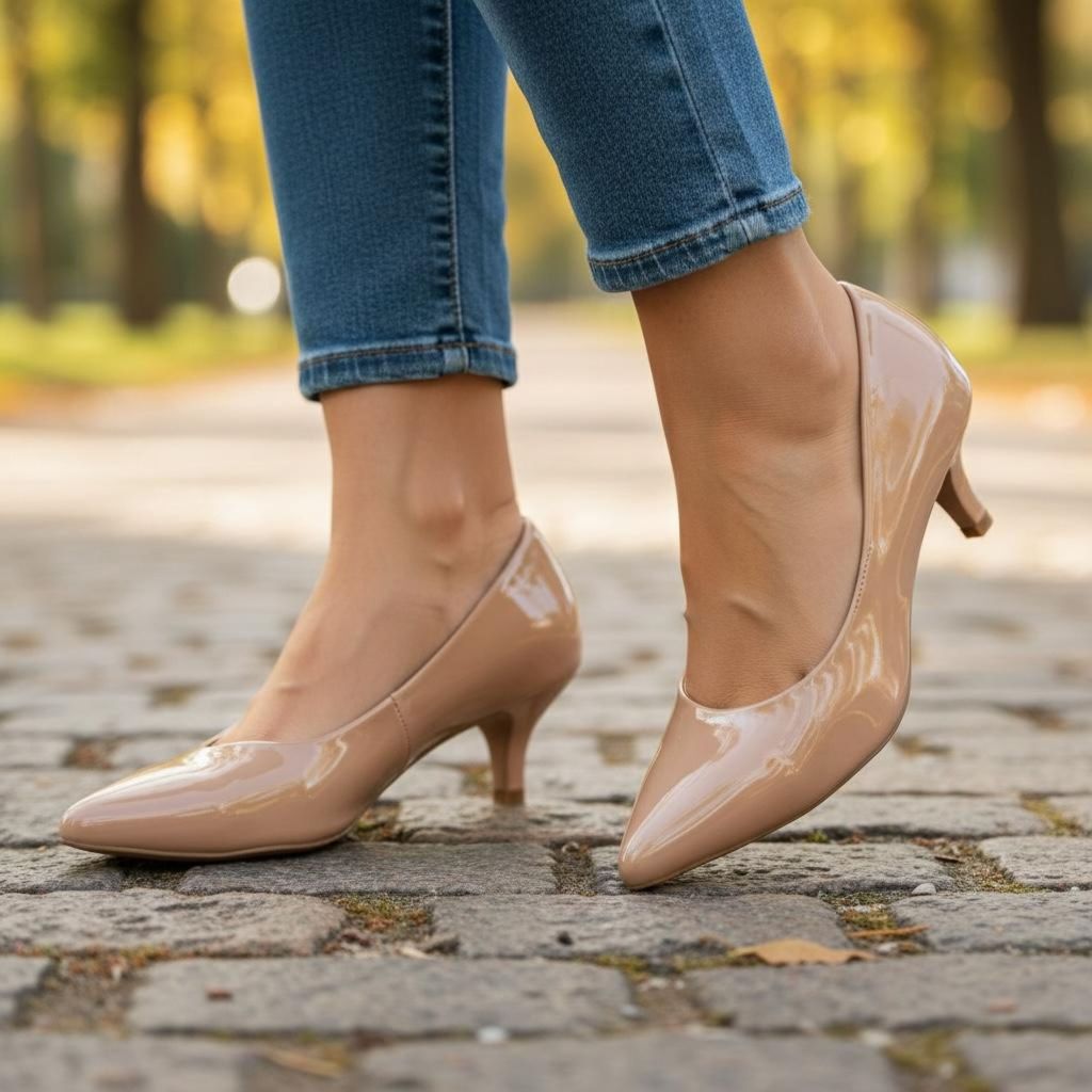 Scarpin Feminino Social Salto Baixo Fino 5cm Palmilha Macía Confort Cor Branco Nude Preto Rosa Pink em Oferta na Shopee