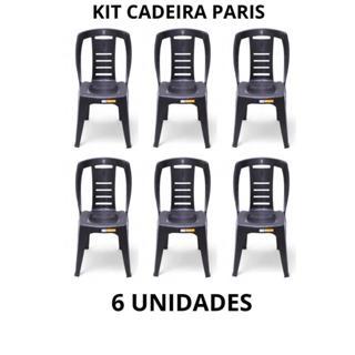 Cadeira Paris Premium 154kg INMETRO-  Escritório, Lazer, Varanda, Adegas, Cozinhas - KIT 6 Cadeiras
