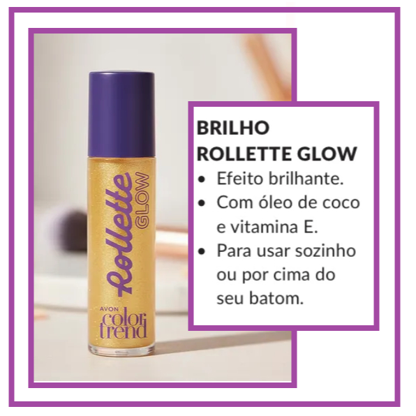 Brilho Rollette para lábios. Meu brilho pêssego glow. 5,5ml Avon