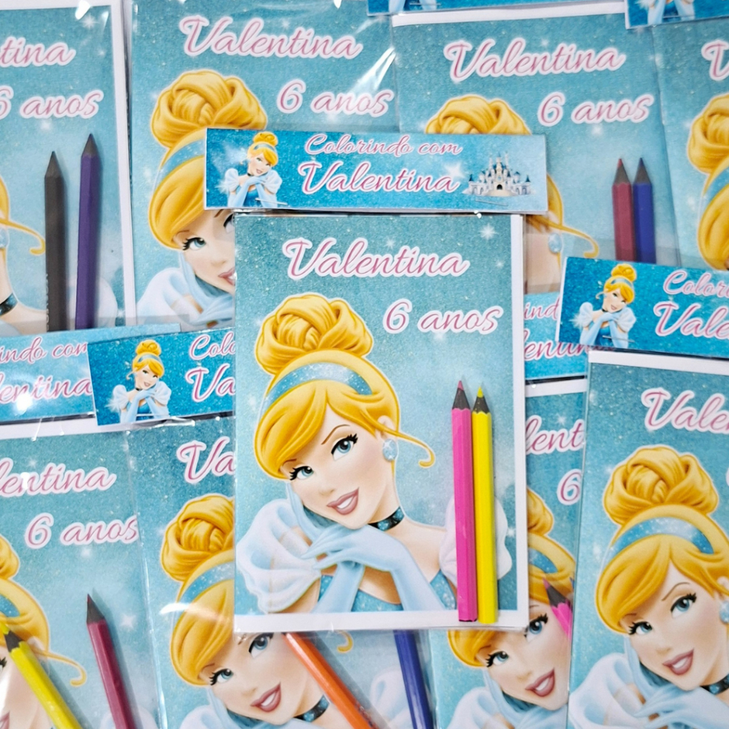 Kit Livrinho de colorir tema CINDERELA , lembrancinha de aniversário, personalizado, princesa