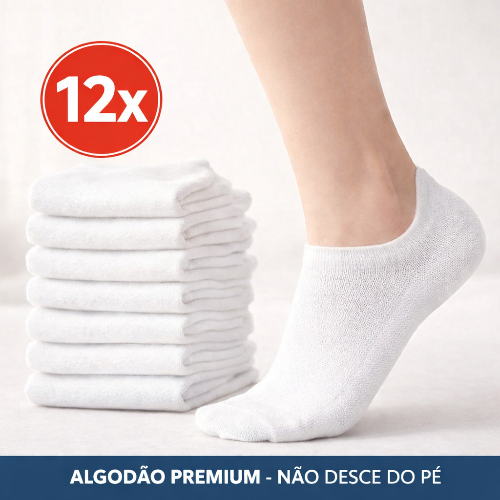 Kit Meia Soquete Algodão Cano Curto Masculina Feminina - 3, 6 ou 12 Pares