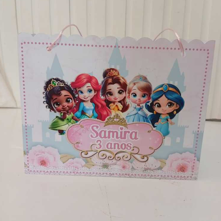 Sacolinha Personalizada princesas cuty princesas| Lembrancinha Festa Infantil princesas | Papel Fotográfico Glossy