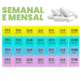 Organizador de Remédios Mensal com Divisões Diárias 28 Dias em Oferta na Shopee