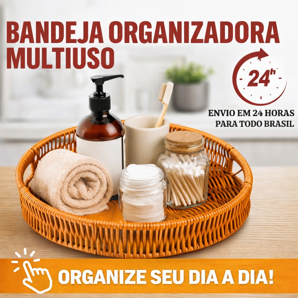 Bandeja Organizadora Multiuso Redonda Cesto servir Café Frios Doces Petiscos Casa Cozinha