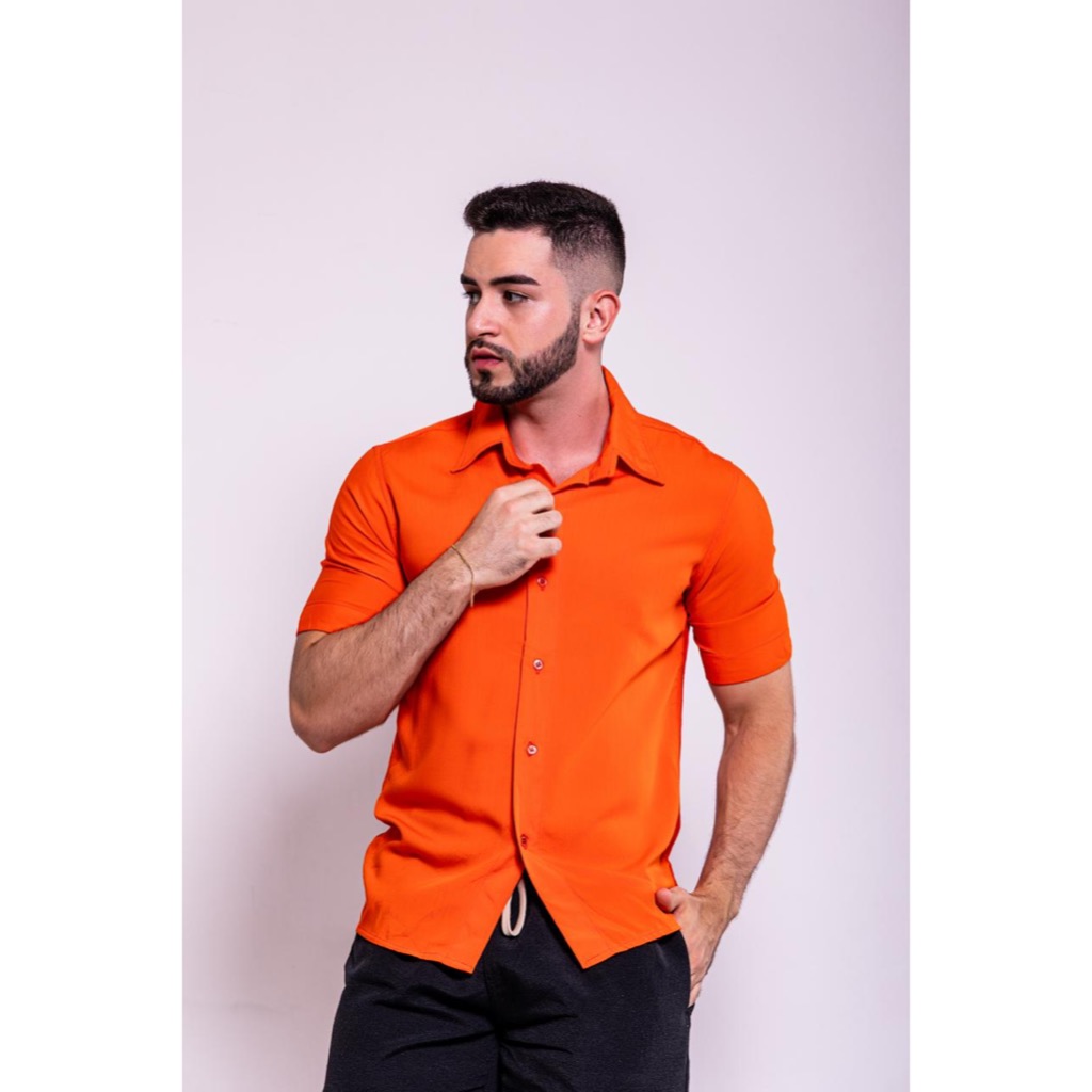 CAMISA MASCULINA NO VISCO-LINHO VERÃO CONFORTAVEL SOCIAL BÁSICA CASUAL LISA ELEGANTE ESTILOSO MODA MASCULINA