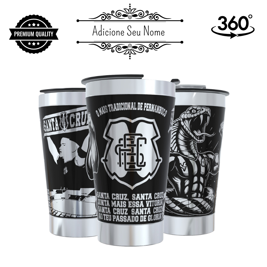 Copo Térmico Santa Cruz Personalizado a laser 360 Graus 473ML Mantém Quente ou Gelado Premium + Nome em Oferta na Shopee