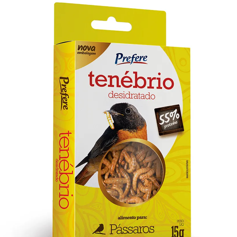 Tenébrio Desidratado Prefere 15g | Proteína Nat Pássaros Canario Coleiro Curio Bicudo Sabia e Outros