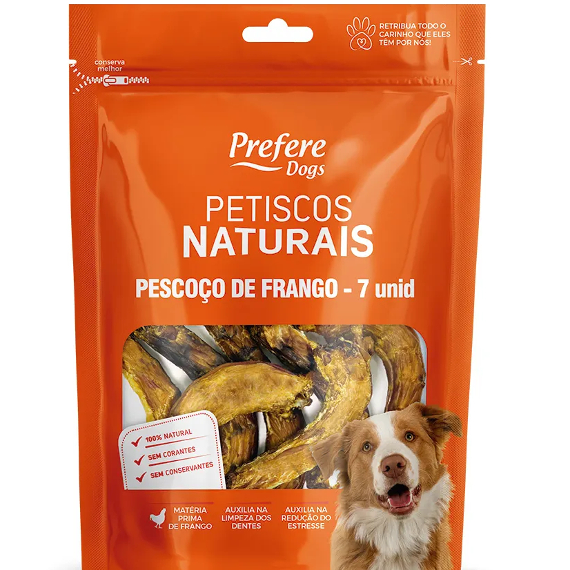 Pescoço de Frango Natural Prefere 7 Un | Petisco Natural para Cachorros