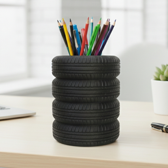 Porta-Lápis e Canetas em Formato de Pneus – Organizador de Mesa Criativo em Oferta na Shopee