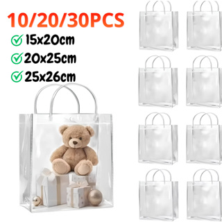 Kit 10/20/30 Sacola Plástica Alça Transparente PVC Reutilizável Para Presente Lembrancinha Festa Convidados em Oferta na Shopee