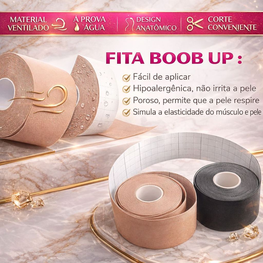 Fita Adesiva Levanta Seio 5 Metros | Invisível, Alta Fixação e Confortável