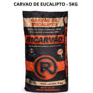 Carvão Vegetal 5kg churrasco Ricarvao 100% eucalipto