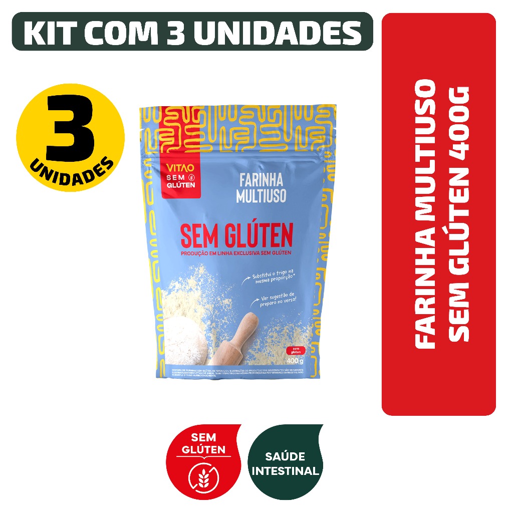 Kit Farinha Multiuso Sem Glúten 400 g - 3 Unidades
