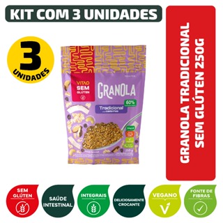 Kit Granola Tradicional Sem Glúten 250G - 3 Unidades em Oferta na Shopee