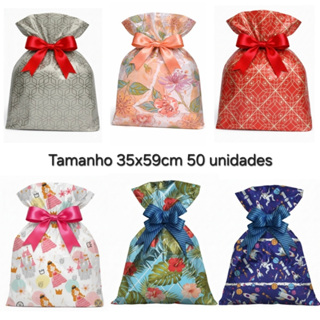 50 Sacos de Presente BOPP 35x59cm Varias Estampas Metalicos Infantil Unissex Premium em Oferta na Shopee