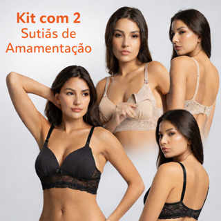 Kit 2 Sutiãs Amamentação Bojo Soft Anatômico Conforto Premium Maternidade em Oferta na Shopee