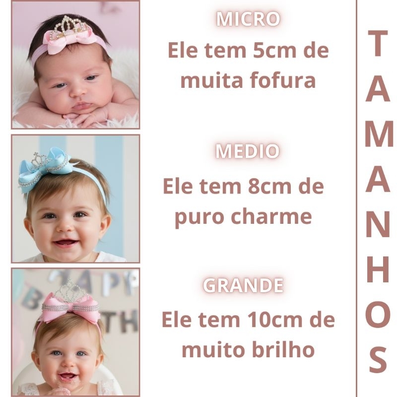 Laço Aurora Rosa Bebe Com Coroa Luxo - MICRO 5CM