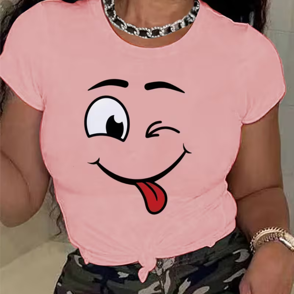 Camiseta CARINHA PISCANDO Lançamento 100% Algodão Básica Confortavel Feminina Estampa Divertida