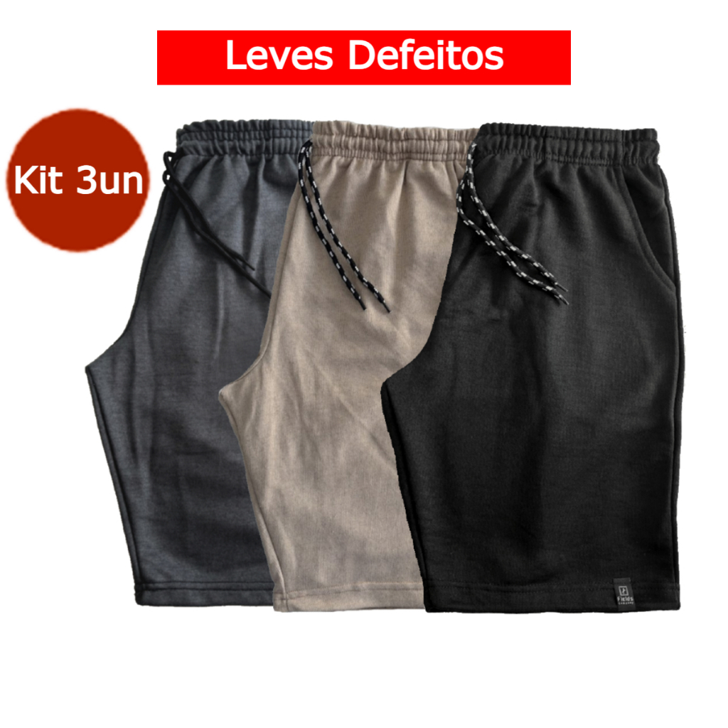 Kit 3 Bermudas Moletom Masculinas Leves Defeitos Segunda M G GG G1 G2 G3 Cores Sortidas em Oferta na Shopee