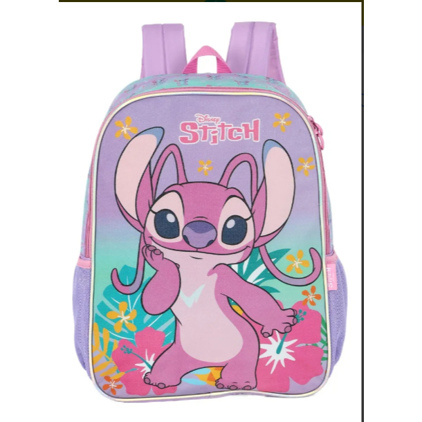 Mochila Escolar Costas Angel & Stitch Is42381sc Cor Roxo Desenho Do Tecido Liso Mochila Escolar Costas Angel & Stitch.