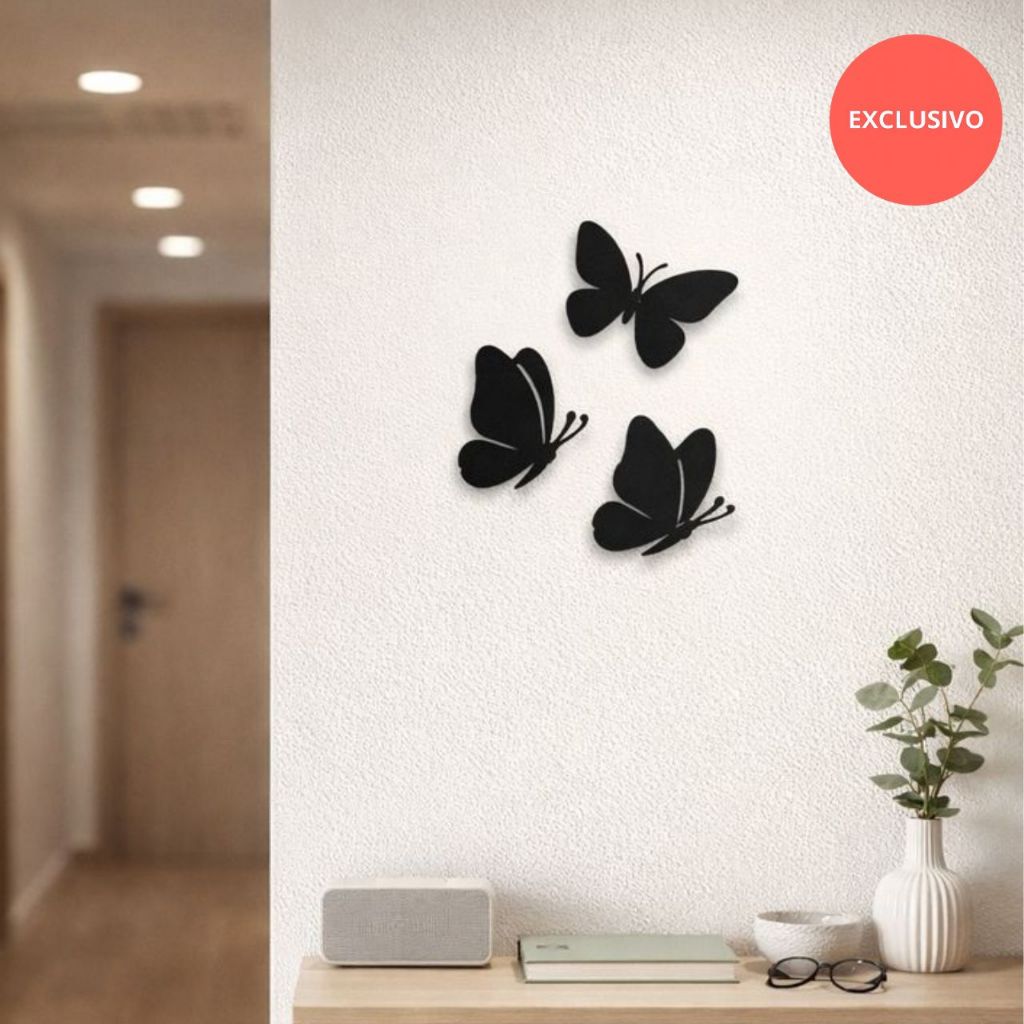 Kit 3 Aplique Borboleta Delicada Decorativo de Parede MDF 3m em Oferta na Shopee