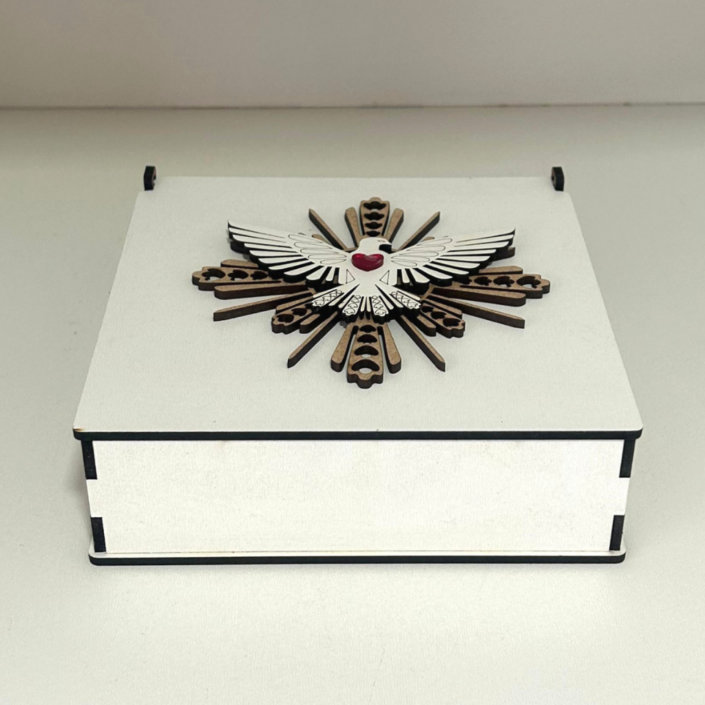 Caixa Batizado Tampa Fixa 15x15x5 - Espírito Santo, Convite