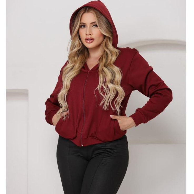 Blusa Casaco Moletom Poliéster Liso Feminina Variedade de Cores Para Toda Ocasião em Oferta na Shopee