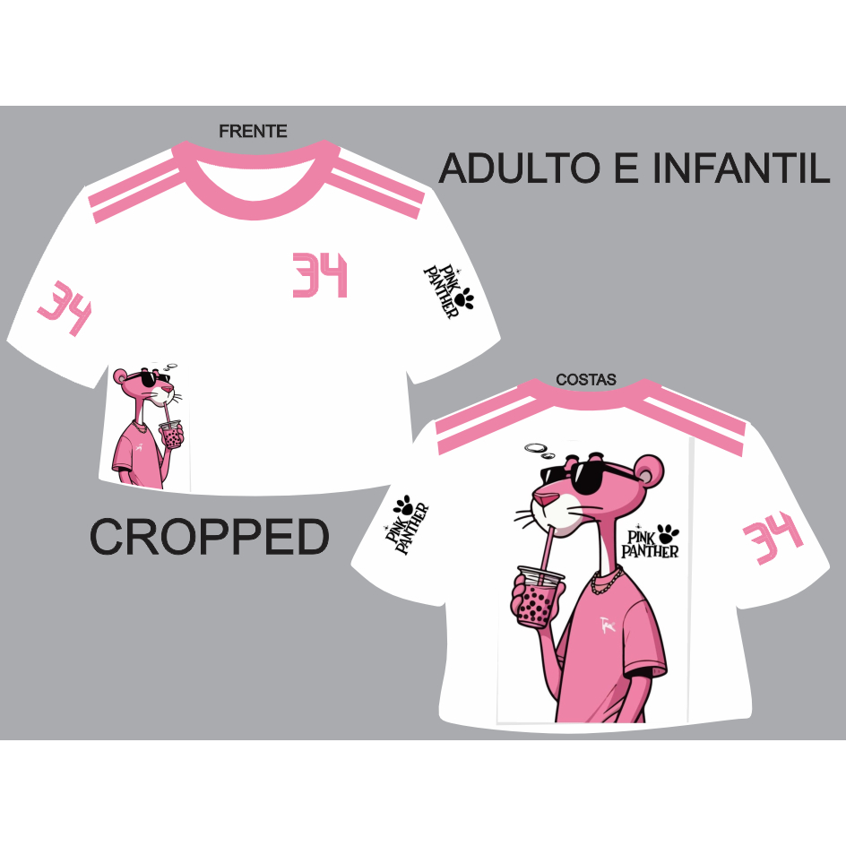 cropped feminino adulto e infantil malha drayfit em Oferta na Shopee