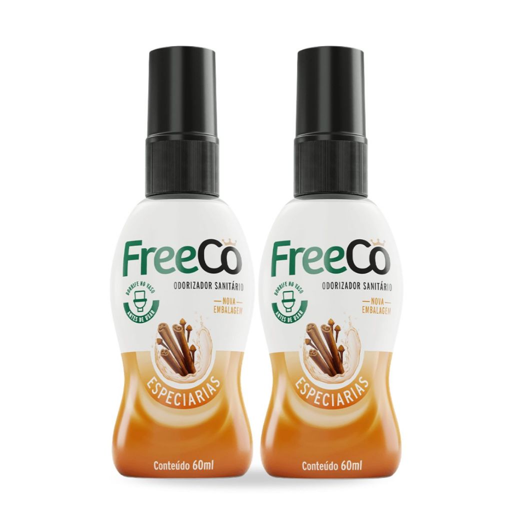 KIT 2 FREECO ESPECIARIAS ODORIZADOR SANITÁRIO 60ML